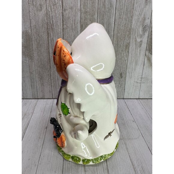 Vtg Fiber Optic Ceramic Ghost 10” Tall Color Changing Halloween Decor 3AAA Works - Picture 5 of 13